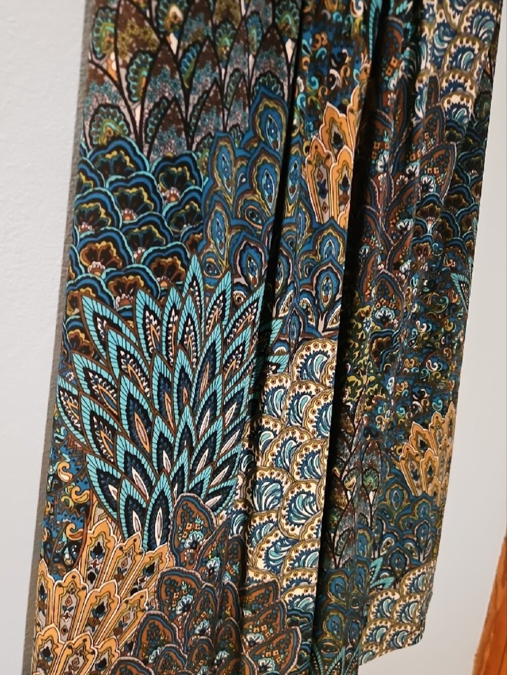 PerSeption Concept Teal, Gold and Black Printed Midi Dress - Picture 4 of 5